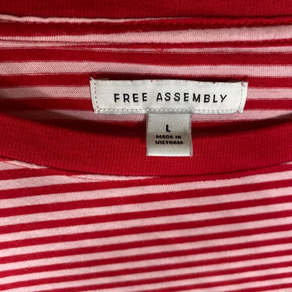 Free Assembly Shirt Womens L Red‎ White Striped Long Sleeve Boxy - Picture 2 of 11